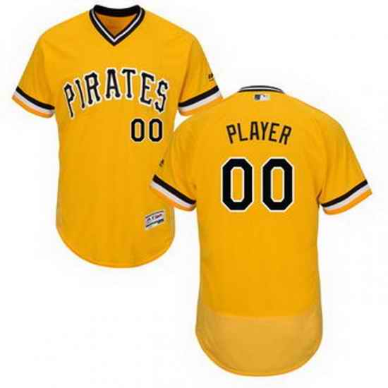 Men Women Youth All Size Pittsburgh Pirates Majestic Alternate Gold Flex Base Authentic Collection Custom Jersey
